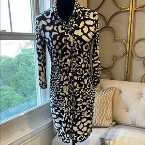 Gregory Black and White Long Sleeve Shirt Dress